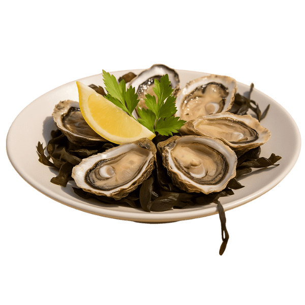 Illustration d'un plat d'huitres fraiches en bord de mer à hyères